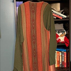 Boho Olive Green long sleeve with fringe vest